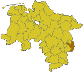 Datei:Karte Niedersachsen mit dem Landkreis Helmstedt.png